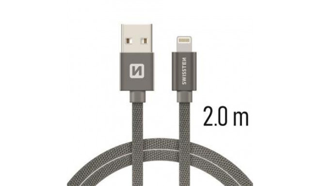 Swissten Textile Fast Charge 3A Lightning Data and Charging Cable 2m
