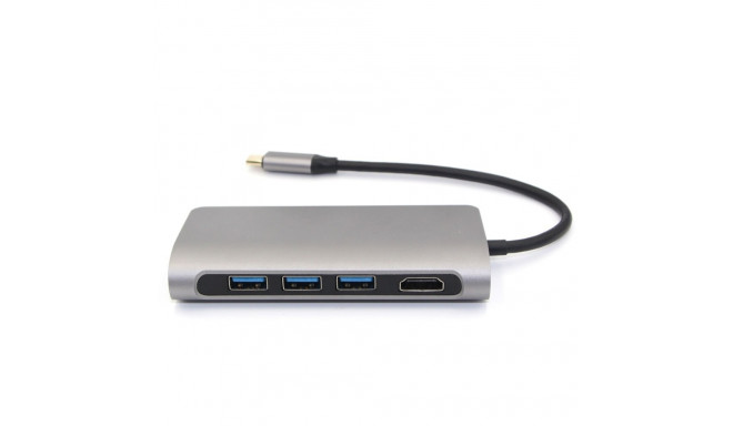 RoGer USB-C HUB 8in1 с USB-C PD / USB 3.0 x2 / RJ45 / HDMI / SD / TF картридер