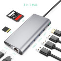 RoGer USB-C Hub 8in1 with USB C x2 /  USB 3.0 x2 / RJ45 / HDMI / SD card reader / TF card reader