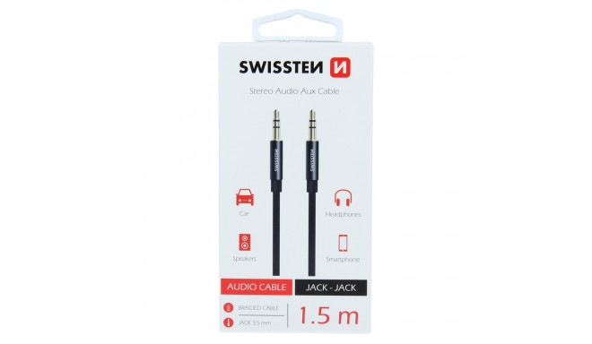 Swissten Textile Premium AUX Cable 3.5 mm -> 3.5 mm 1.5m