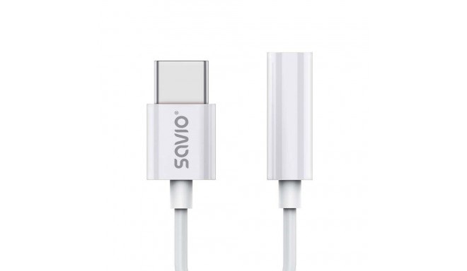 USB-C-Jack 3.5 mm Adapter Savio AK-51 Valge 11 cm