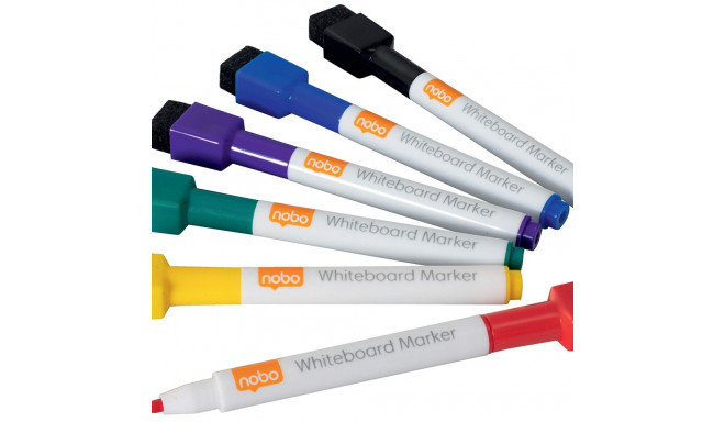 Blackboard marker set with NOBO Rexel Mini magnet and eraser in 6 colors