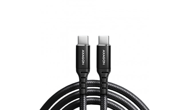 Axagon Data and charging USB 2.0 cable length 1 m. 3A. PD 60W, 3A. Black braided.