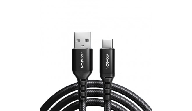 Axagon Data and charging USB 2.0 cable length 1 m. 3A. Black braided.