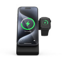 Crong MagSpot Pivot Stand - MagSafe charger for iPhone, Apple Watch and AirPods (Black)