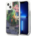 Guess kaitseümbris Liquid Glitter Flower Cover iPhone 13 mini, sinine