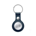 Crong Leather Case with Key Ring - Leather protective case key ring for Apple AirTag (Navy Blue)