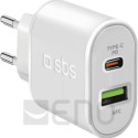 SBS PD Reiselader 20W USB/USB-C weiß