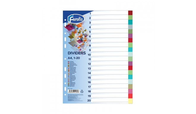 Register interleaved A4 1-20 colored plastic FOROFIS