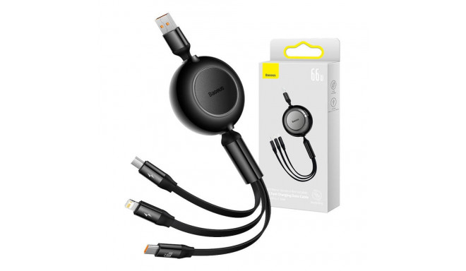 Baseus Bright Mirror 3, USB 3-in-1 cable for micro USB / USB-C / Lightning 66W / 2A 1.1m (Black)