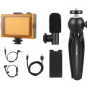 Live broadcast kit Puluz tripod mount + LED lamp + microphone + phone clamp