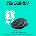 Logitech M185 Wireless Mouse, RF Wireless, 1000 DPI, Black/Grey