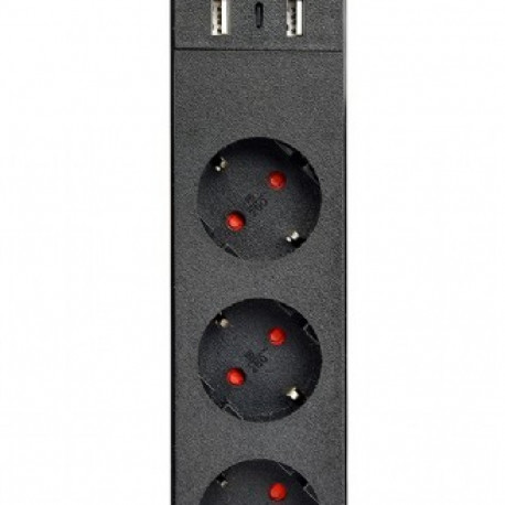 Smart Power Strip Tuya 4xDE 2xUSB-A 1xUSB-C Black