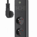 Smart power strip Tuya 4xFR 2xUSB-A 1xUSB-C Black