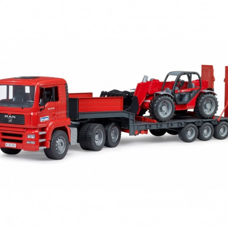 MAN TGA with low bed trailer and loader
