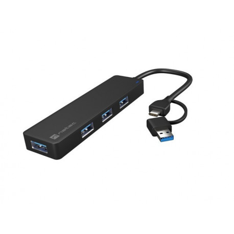 USB-C 3.0 jaotur 4-port Mayfly must + adapter