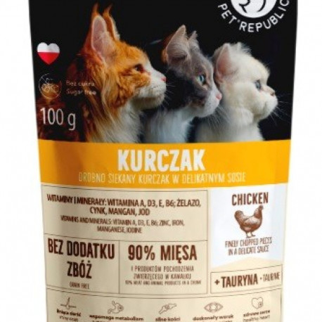 PET REPUBLIC täiskasvanud kasside peeneks hakatud märg kassitoit kanaga 100 g