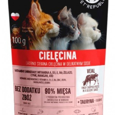 PET REPUBLIC peeneks hakitud vasikaliha märgtoit täiskasvanud kassidele 100 g