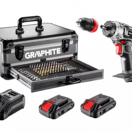 Graphite trell-kruvikeeraja komplekt Energy+ alumiiniumkohvris eemaldatava padruniga 2 2.0Ah akut la