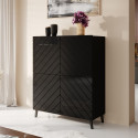 Shelving unit ABETO 100.5 x 40 x 121.5 cm black/gloss black