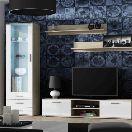 SOHO 4 komplekt (RTV180 kapp + 2x S1 kapp + riiulid) sonoma tamm/valge läikiv