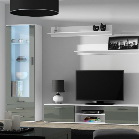 SOHO 4 komplekt (RTV180 kapp + 2x S1 kapp + riiulid) valge/hall läikiv