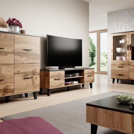 Cama elutoa komplekt LOTTA 1 (RTV alus 160 + vitriinkapp 120 + kummut 110 4D + diivanilaud 60)