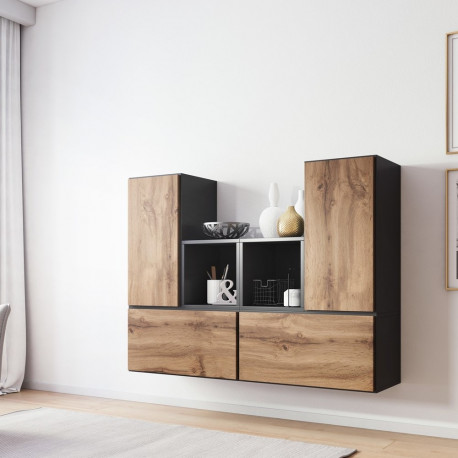 Cama elutoa mööblikomplekt ROCO 18 (4xRO3 + 2xRO6) antratsiit/wotan tamm