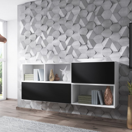 Cama elutoa mööblikomplekt ROCO 16 (RO1+RO2+RO3+RO4) valge/valge/must