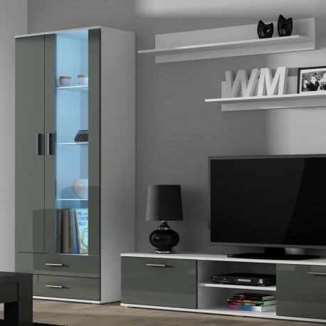 SOHO 8 komplekt (RTV180 kapp + S6 + riiulid) valge / läikiv hall