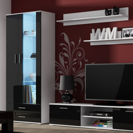 SOHO 8 komplekt (TV180 kapp + S6 + riiulid) valge / must läikiv