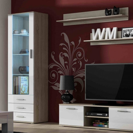 SOHO 7 komplekt (RTV140 kapp + S1 kapp + riiulid) sonoma tamm / valge läikiv