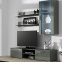 SOHO 5 set (RTV180 cabinet + Wall unit + shelves) Grey / Gloss grey
