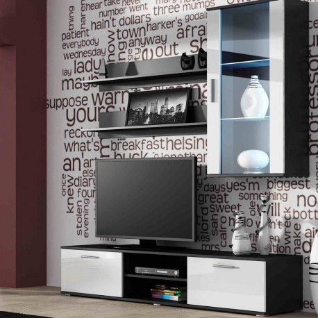 SOHO 5 komplekt (RTV180 kapp + seinamoodul + riiulid) must/valge läikiv