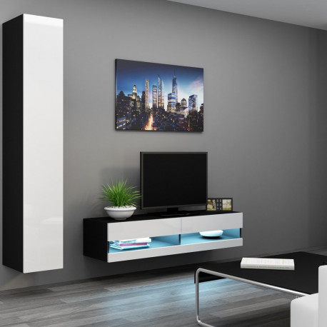Cama Living room cabinet set VIGO NEW 13 black/white gloss