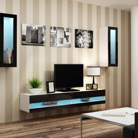Cama Living room cabinet set VIGO NEW 11 white/black gloss