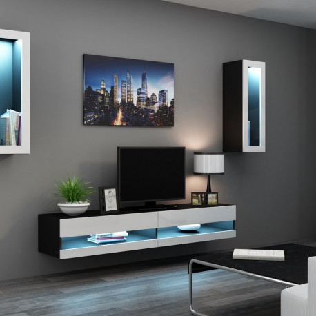 Cama Living room cabinet set VIGO NEW 11 black/white gloss