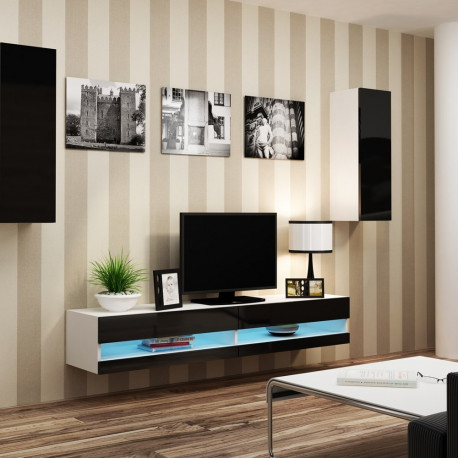 Cama Living room cabinet set VIGO NEW 10 white/black gloss