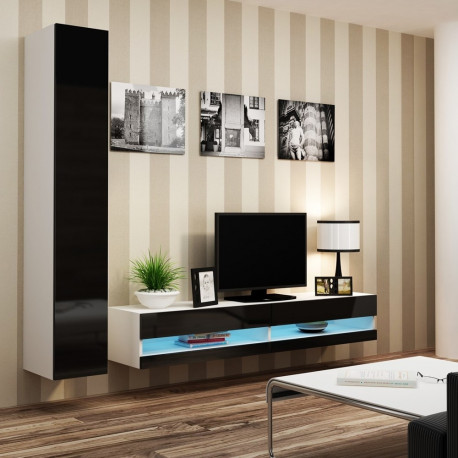 Cama Living room cabinet set VIGO NEW 9 white/black gloss