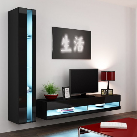 Cama Living room cabinet set VIGO NEW 8 black/black gloss