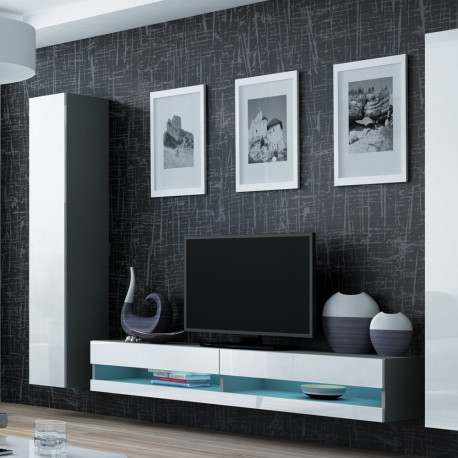 Cama Living room cabinet set VIGO NEW 4 grey/white gloss