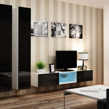 Cama Living room cabinet set VIGO 19 white/black gloss