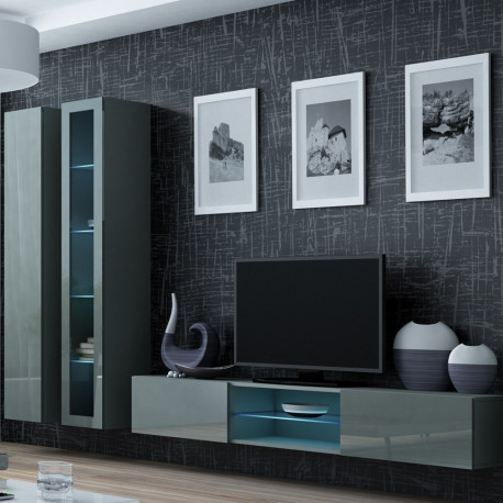Cama Living room cabinet set VIGO 17 grey/grey gloss