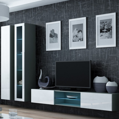 Cama Living room cabinet set VIGO 17 grey/white gloss