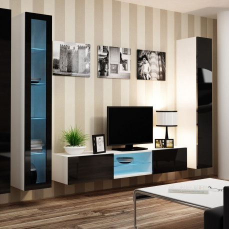 Cama Living room cabinet set VIGO 17 white/black gloss