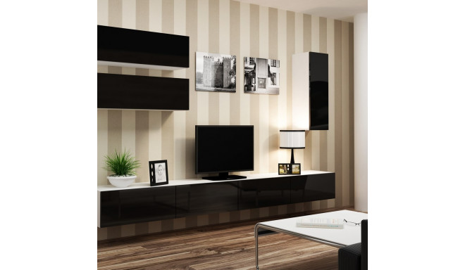 Cama Living room cabinet set VIGO 13 white/black gloss
