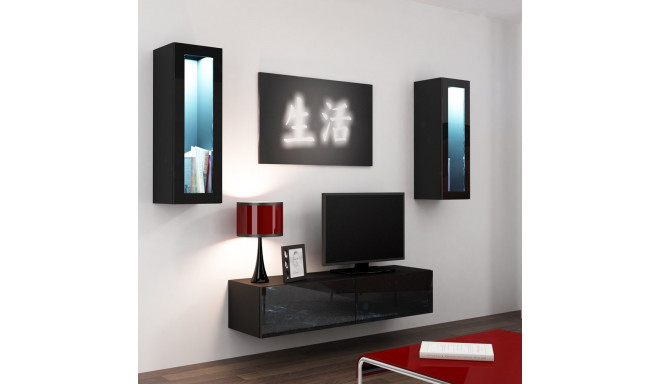 Cama Living room cabinet set VIGO 8 black/black gloss