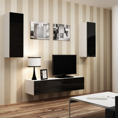 Cama Living room cabinet set VIGO 7 white/black gloss
