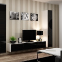 Cama Living room cabinet set VIGO 4 white/black gloss