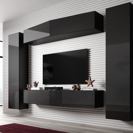 Cama Living room cabinet set VIGO SLANT 7 black/black gloss